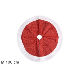 Glittery red carpet with white border ø 100 cm for Christmas