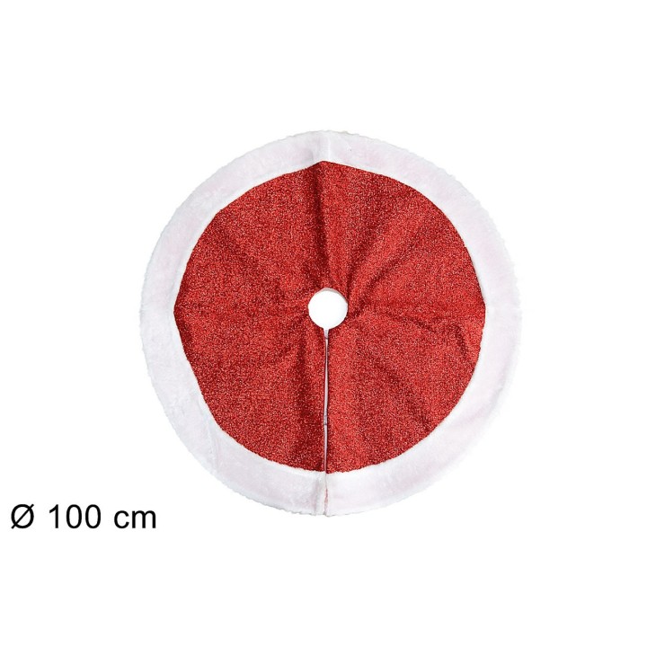 Glittery red carpet with white border ø 100 cm for Christmas