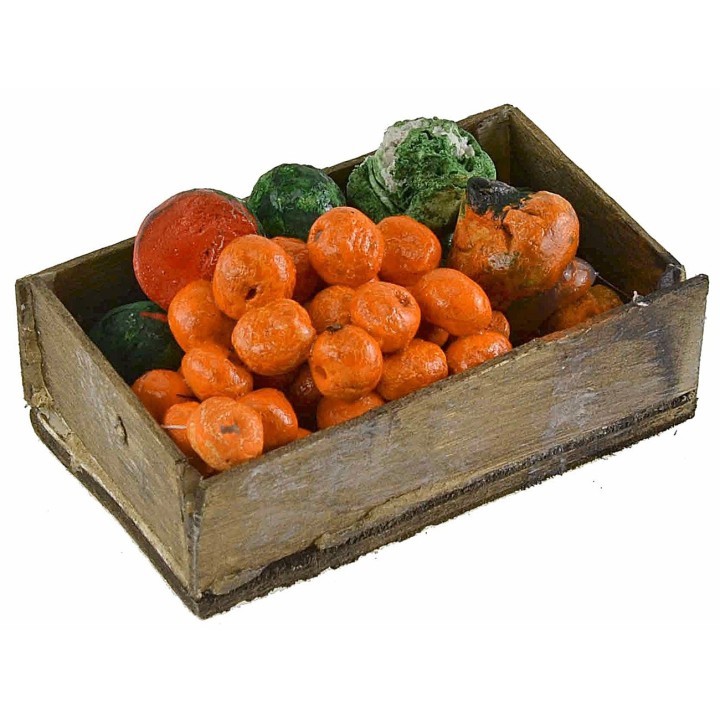 Cassetta in legno con frutta e verdura assortite cm 7x4x2,3 h