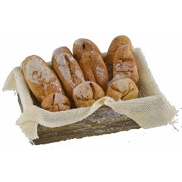 Cassetta in legno con pane su canovaccio cm 5x3,5x1,5 h