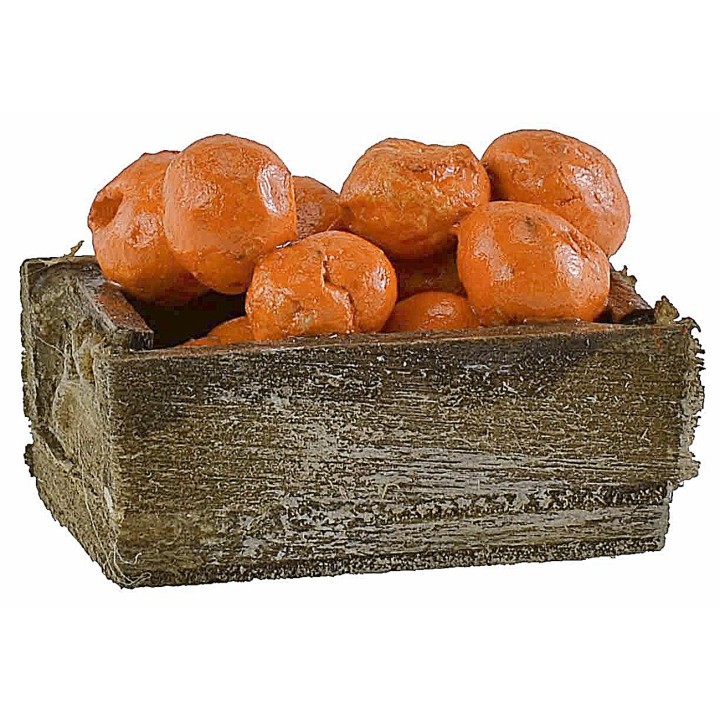 Caja de madera con naranjas de 3,3x2,1x1,4 cm h