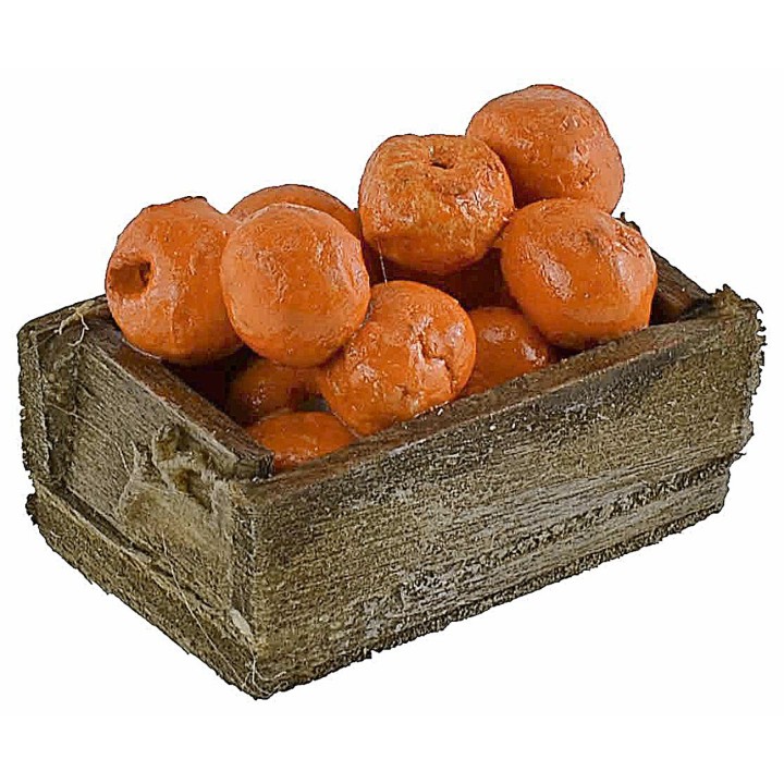 Caja de madera con naranjas de 3,3x2,1x1,4 cm h