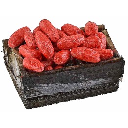 Wooden box with tomatoes 3.4x2x1.4 cm h