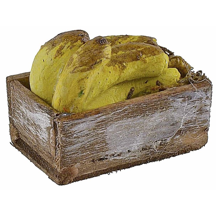 Wooden box with bananas 3.3x2.1x1.4 cm h