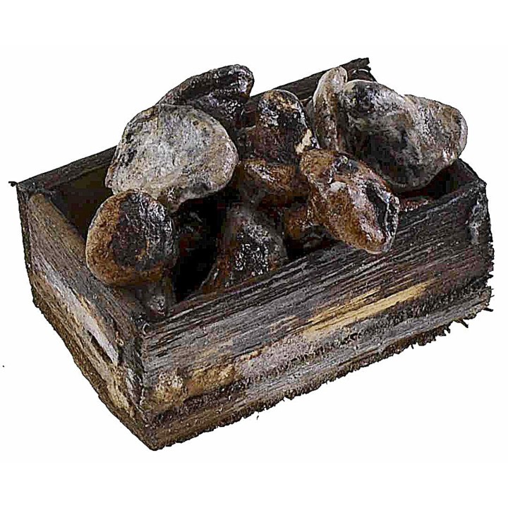 Wooden box with mushrooms 3.2x2.1x1.4 cm h