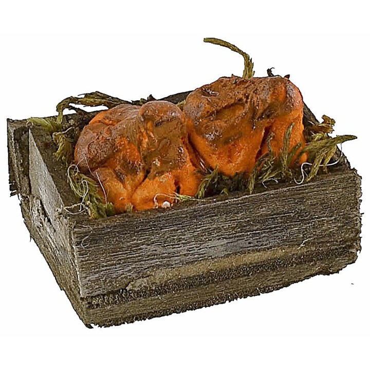 Wooden box with pumpkins 3.2x2.1x1.4 cm h