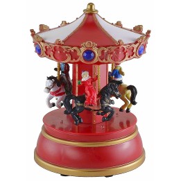Battery-operated Christmas carousel with horses with music and