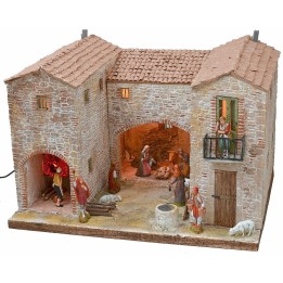 Stuccoed farmhouse with working illuminated oven complete with