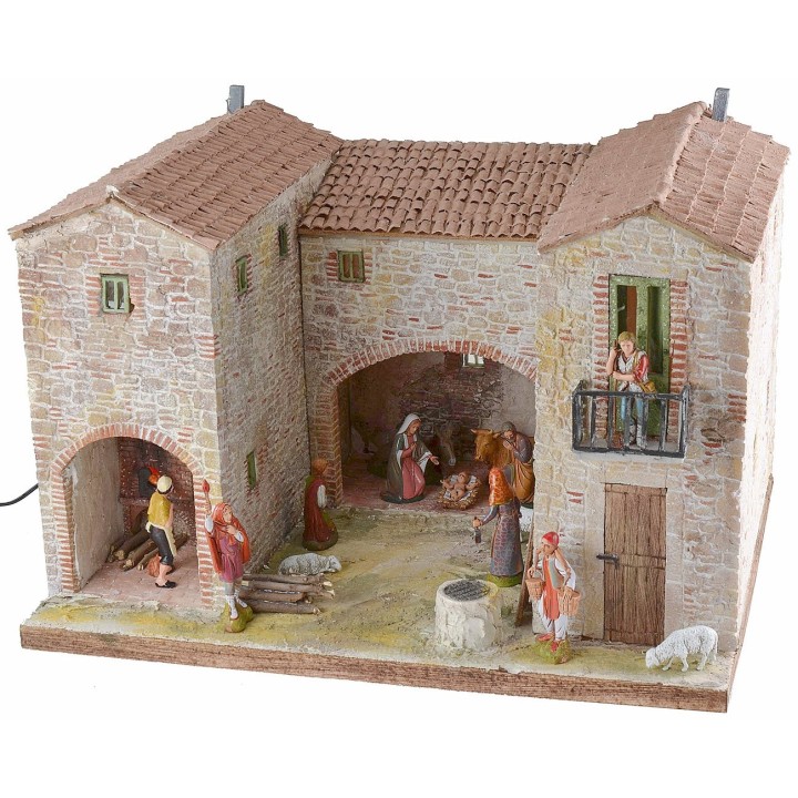 Stuccoed farmhouse with working illuminated oven complete with