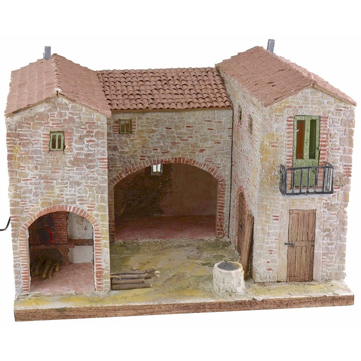 Casita enlucida con horno funcional iluminado de 50x40x35 cm h