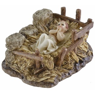 Jesus Child with cradle in resin Landi Moranduzzo series 15 cm