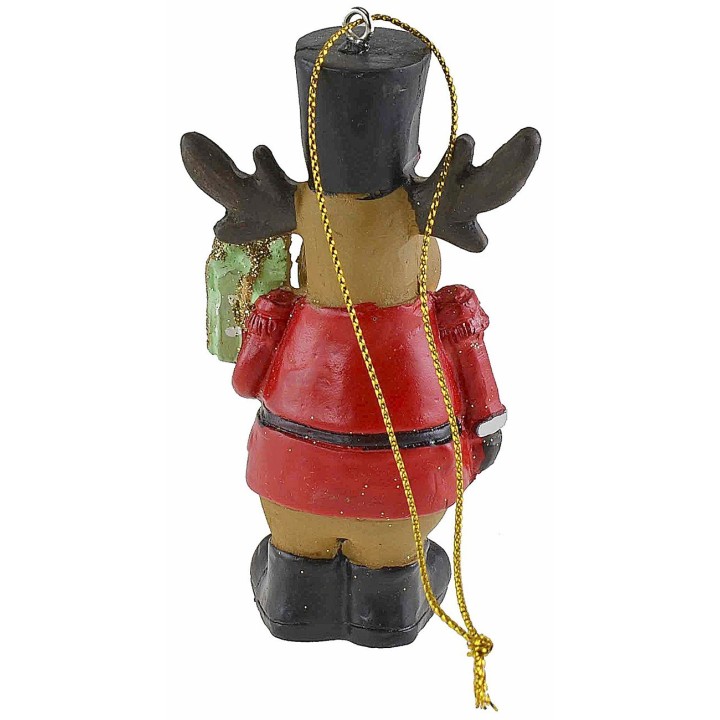 Adorno de reno con sombrero en resina de 9,3 cm de altura