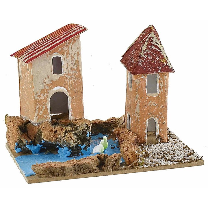 Set 6 gruppi di casette per presepe cm 10x6,5x5-11 h