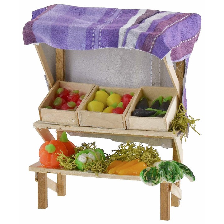 Puesto con frutas y verduras de cera de 10,5x7,5x13,5 cm h