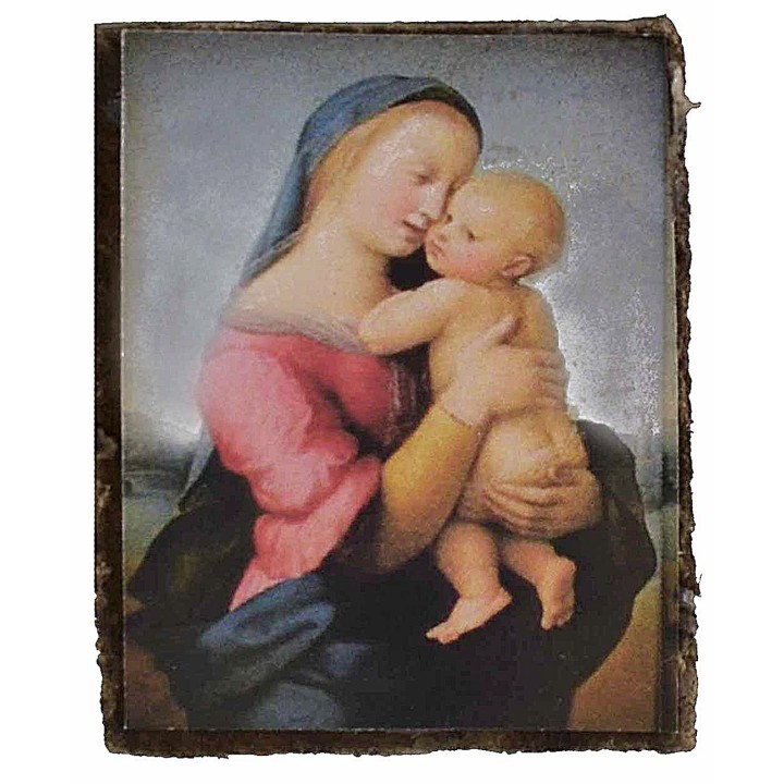Painting with icon Madonna with child 3.2x4 cm h