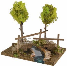 Fiume curva sinistra componibile con ponte cm 20x14,5x16,5 h