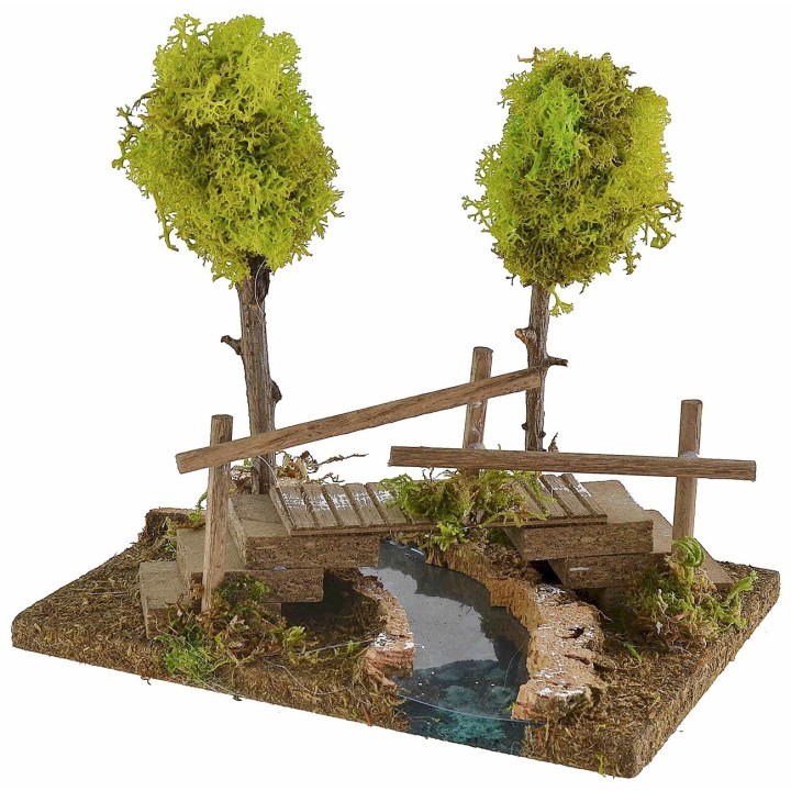 Fiume curva sinistra componibile con ponte cm 20x14,5x16,5 h