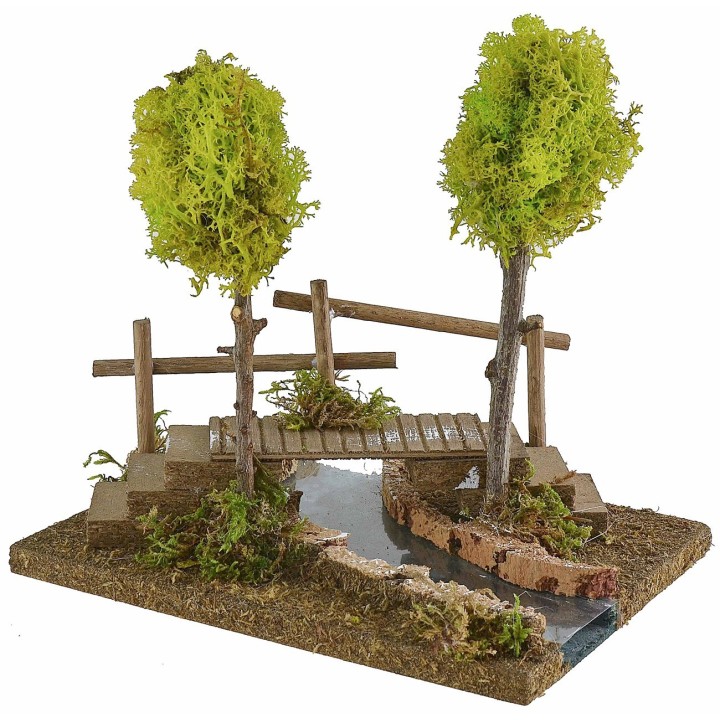 Fiume curva sinistra componibile con ponte cm 20x14,5x16,5 h