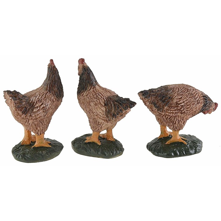 Set of 3 resin chickens for 15-20 cm figurines
