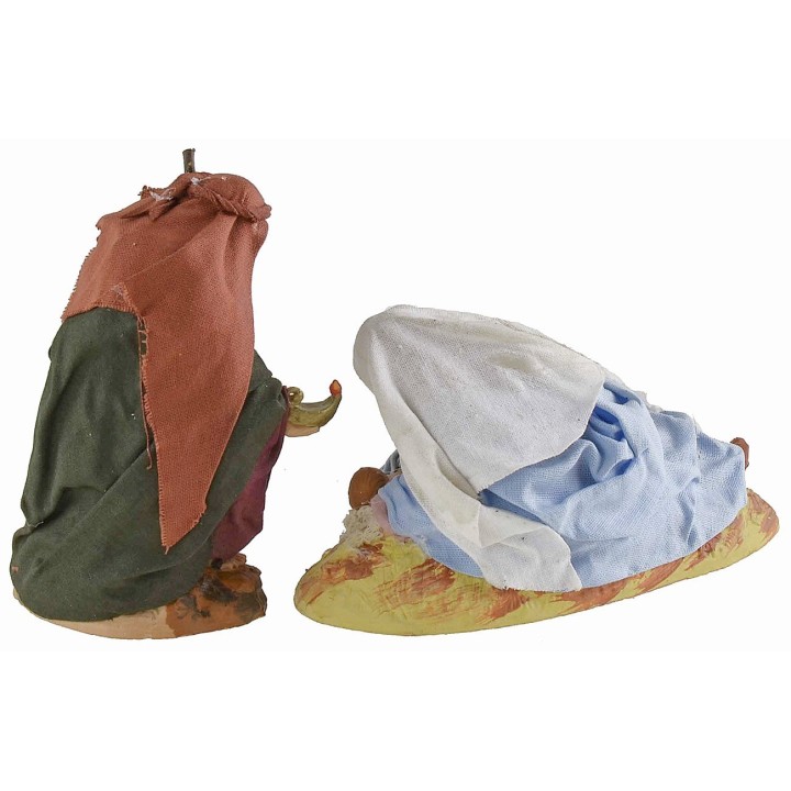 Nativity series 12 cm in terracotta and fabric with reclining