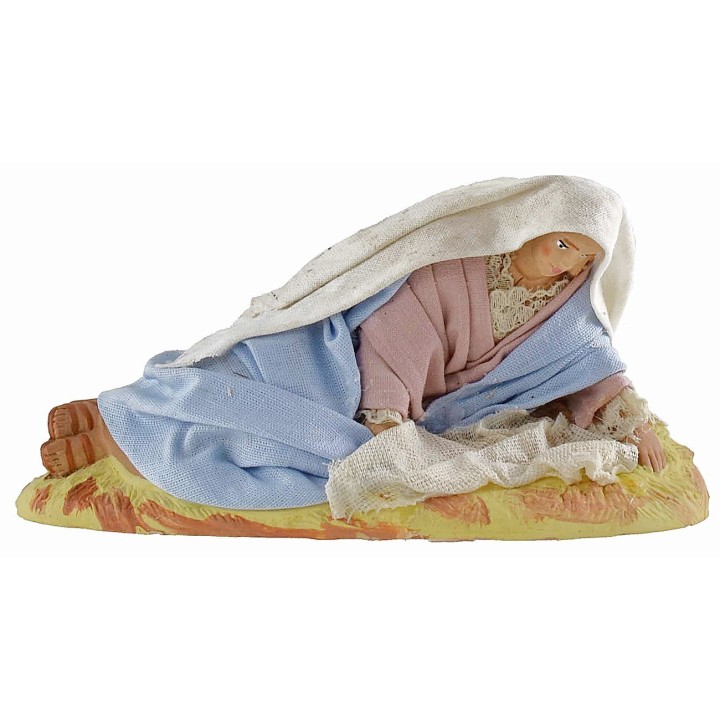 Nativity series 12 cm in terracotta and fabric with reclining