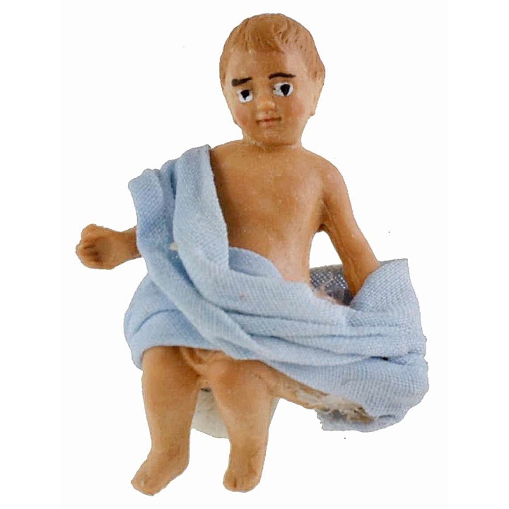 Nativity series 12 cm in terracotta and fabric with reclining