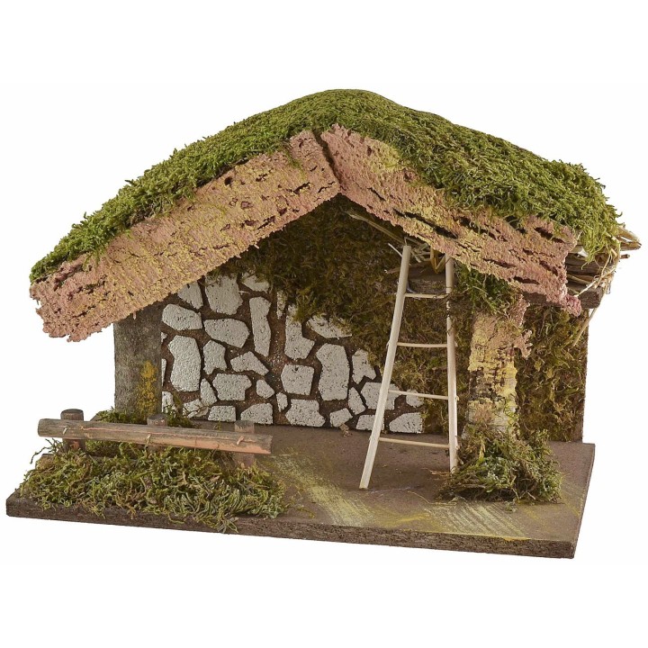 Capanna con fienile per presepe cm 33x18x23 h