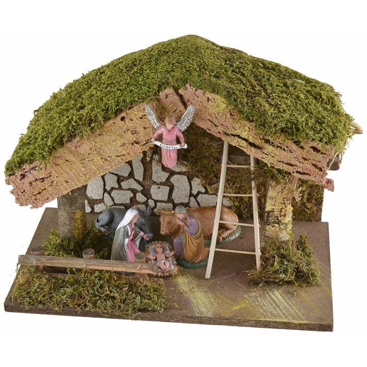 Capanna con fienile per presepe cm 33x18x23 h completa di