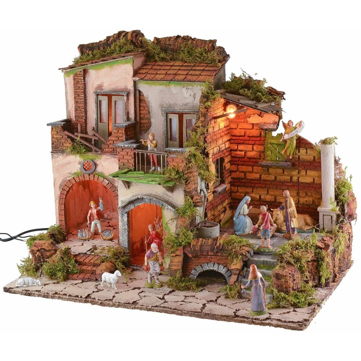Illuminated nativity scene with working fountain 18th century