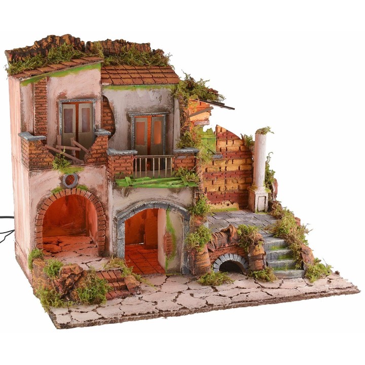 Borgo iluminado con fuente funcional estilo del '700 cm