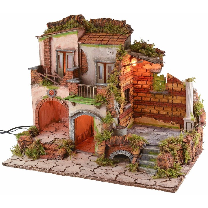 Borgo iluminado con fuente funcional estilo del '700 cm
