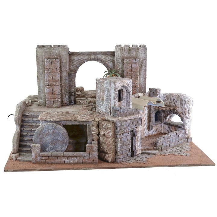 Illuminated Easter Nativity scene 75x52x42.5 cm h