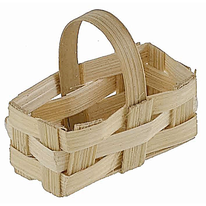 Cesta rectangular de mimbre con asa cm 2,9X1,5X2,6 h miniaturas