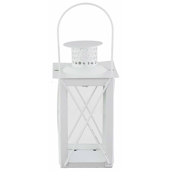 White metal lantern cm10x10x26.5 h