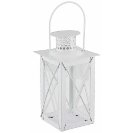 White metal lantern cm10x10x26.5 h