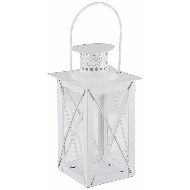 Linterna blanca de metal cm10x10x26,5 h