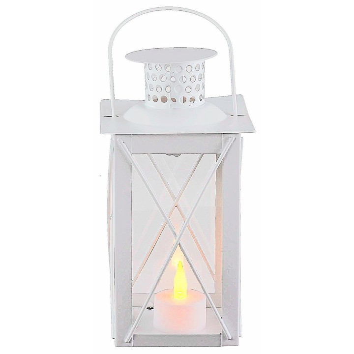 Lanterna bianca in metallo cm10x10x26,5 h