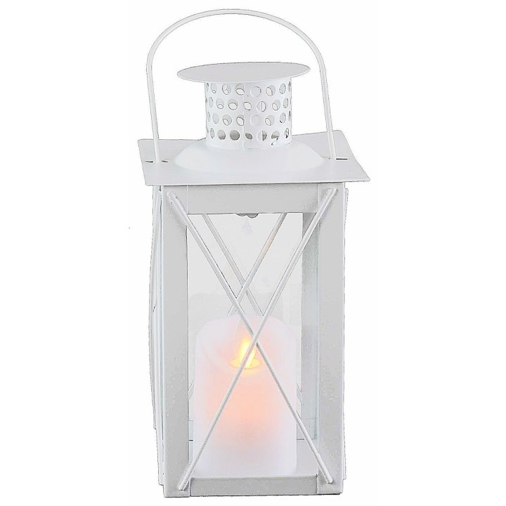 White metal lantern cm10x10x26.5 h