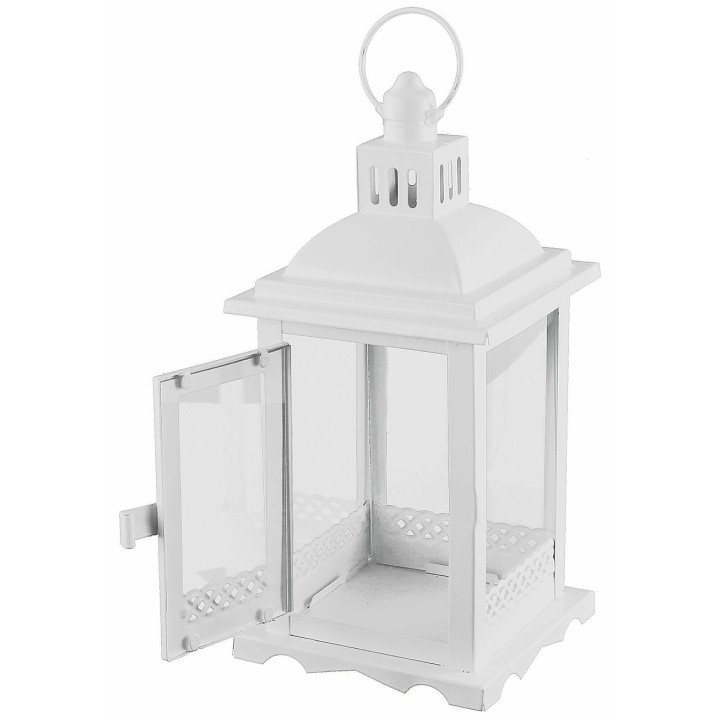 Linterna de metal blanco 12x12x28 h.