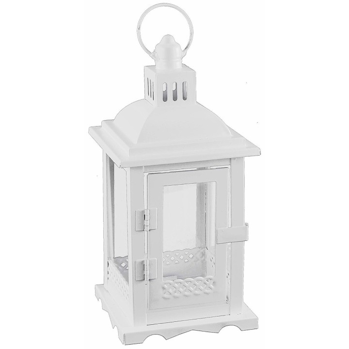 Linterna de metal blanco 12x12x28 h.