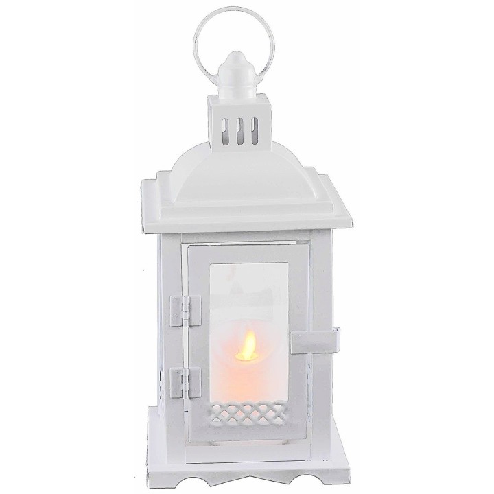 Linterna de metal blanco 12x12x28 h.