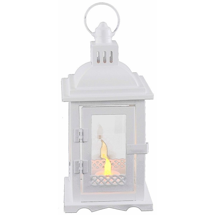 Linterna de metal blanco 12x12x28 h.