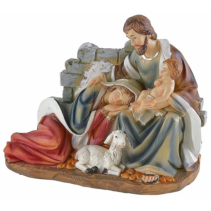 Grupo Natividad en resina con Virgen acostada de 18x9x15,3 cm h
