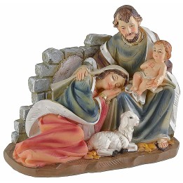 Gruppo Natività in resina con Madonna sdraiata cm 11x5,5x8,8 h