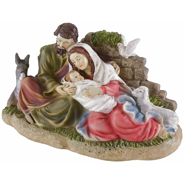 Gruppo Natività in resina con pecora e asino cm 26,5x13x17 h