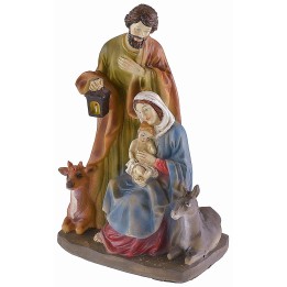 Natività in resina con bue e asino cm 13x9x20,5 h