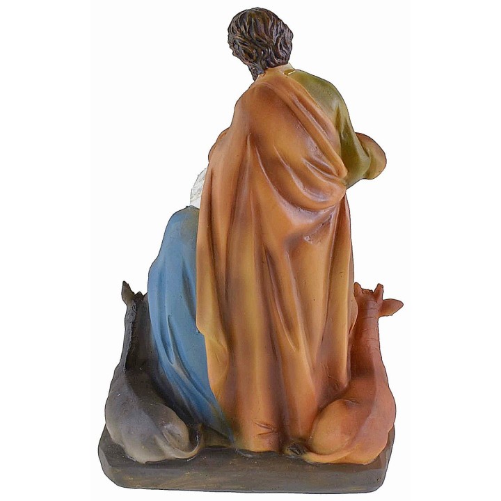 Natività in resina con bue e asino cm 13x9x20,5 h