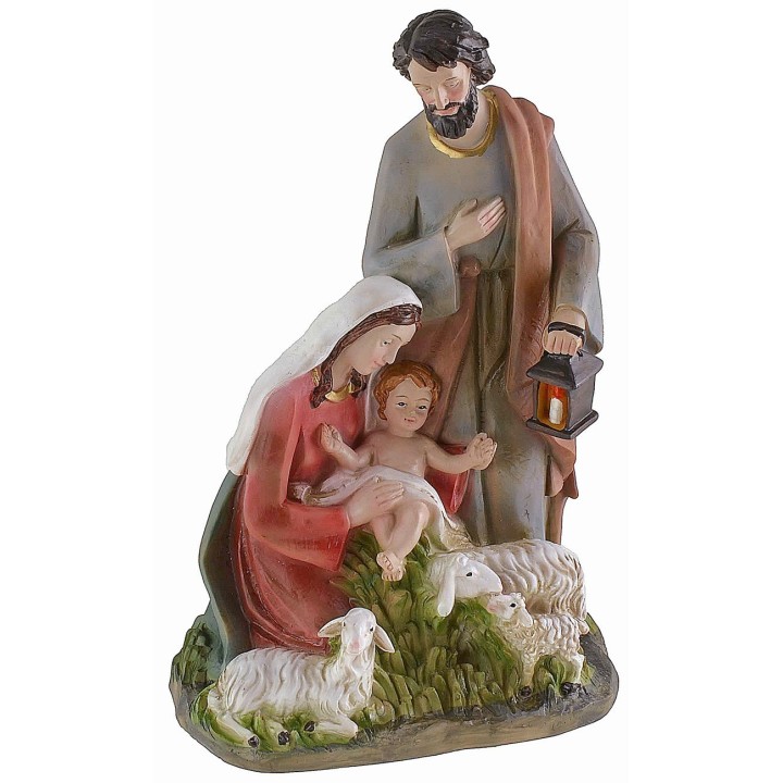 Natividad de resina con ovejas de 14,5x9x22,5 cm h