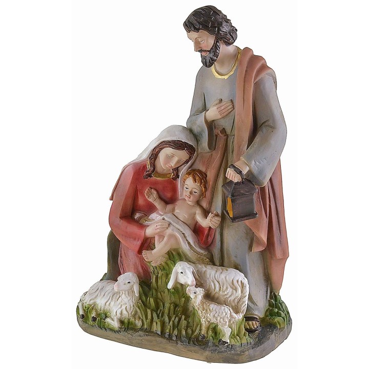 Resin nativity scene with sheep 14.5x9x22.5 cm h