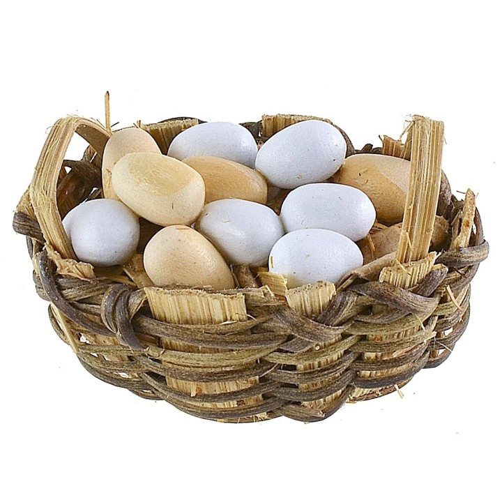 Oval basket with eggs 4.8x3.3x2.5 h cm.